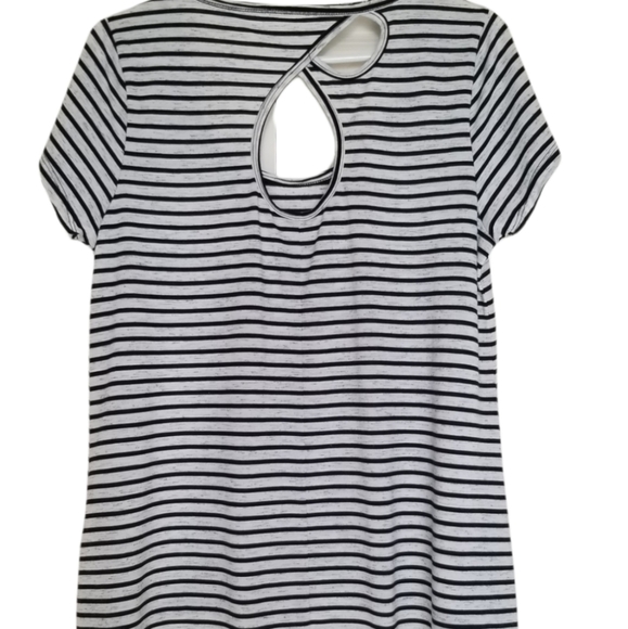 Calvin Klein black white stripe performance top cut out back detail Large - Picture 4 of 7